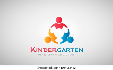 Kindergarten Kids Logo. Vector Illustration