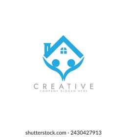 Kindergarten kids school logo icon Simple real estate house logo design template