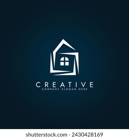 Kindergarten kids school logo icon Simple real estate house logo design template