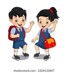 kindergarten kids in uniform character vector