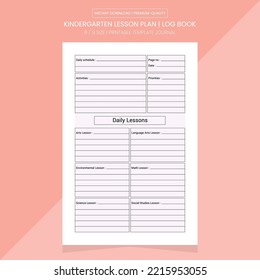 Kindergarten Lesson Plan | Kindergarten Lesson Log Book | Kindergarten Lesson Note Book