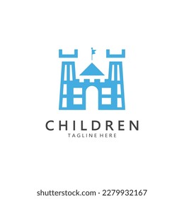 kindergarten logo design simple vector template icon illustration,for education,playgroup,children's learning home,children's school with a modern concept