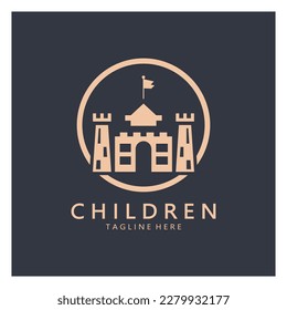 kindergarten logo design simple vector template icon illustration,for education,playgroup,children's learning home,children's school with a modern concept