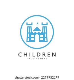 kindergarten logo design simple vector template icon illustration,for education,playgroup,children's learning home,children's school with a modern concept