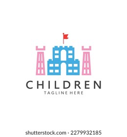 kindergarten logo design simple vector template icon illustration,for education,playgroup,children's learning home,children's school with a modern concept