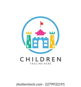 kindergarten logo design simple vector template icon illustration,for education,playgroup,children's learning home,children's school with a modern concept
