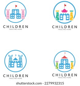 Kindergarten Logo Design einfache Vektorgrafik-Vorlage Symbol, für Bildung, Spielgruppe, Kinderlernheim, Kinderschule mit modernem Konzept