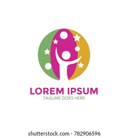 kindergarten logo. simple shape and color. negative space. vector editable