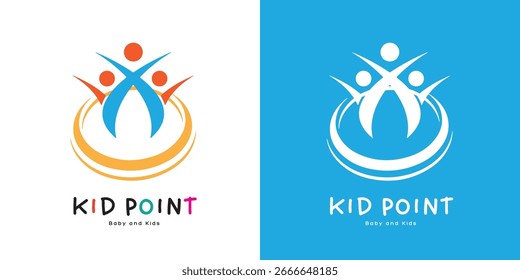 Vetor de modelo de logotipo infantil do jardim de infância, divertido e design criativo para a escola de crianças ou playgroup.