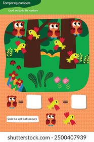 Números de jardín de infantes y hojas de trabajo de conteo