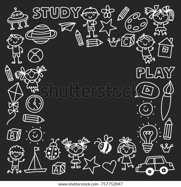 Kindergarten Nursery Preschool School Education Children Stock Vector