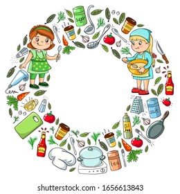 Patrón de jardín de infancia con niños divertidos dibujando. Ilustración vectorial. Los niños juegan y crecen.