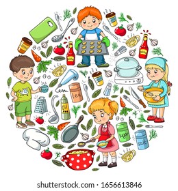 Patrón de jardín de infancia con niños divertidos dibujando. Ilustración vectorial. Los niños juegan y crecen.