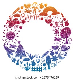 Patrón de jardín de infancia con niños divertidos dibujando. Ilustración vectorial. Los niños juegan y crecen.