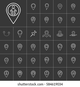 Kindergarten pin. map pin icon set  for web and mobile application