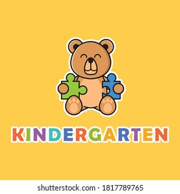 kindergarten with play bear logo mascot