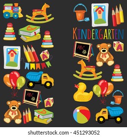 Kindergarten Play and study Vector images