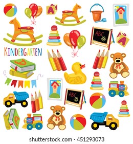 Kindergarten Play and study Vector images