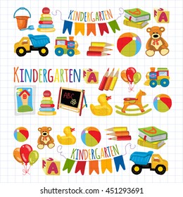 Kindergarten Play and study Vector images