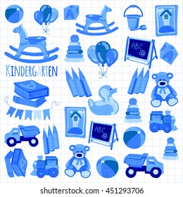 Kindergarten Play and study Vector images