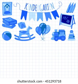 Kindergarten Play and study Vector images
