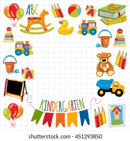 Kindergarten Play and study Vector images