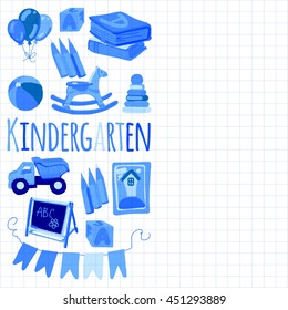 Kindergarten Play and study Vector images