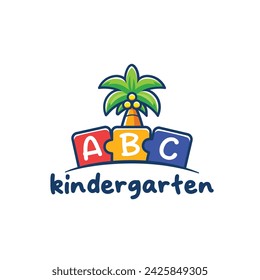 Kindergarten or preschool logo with palm tree icon