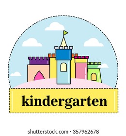 Kindergarten,  preshcool logo. Fairy vector Castle tower in the eastern Arabian style 