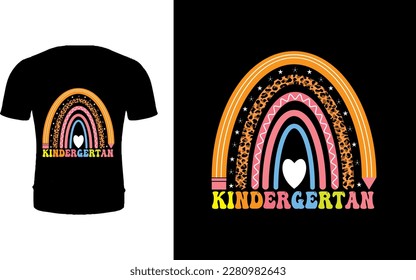 Kindergarten Rainbow Groovy T-Shirt Design.