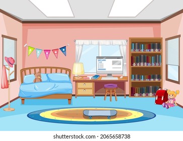 Kindergarten room interior design illustration