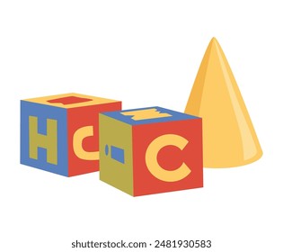 Kindergarten room interior element. Toy for preschool classroom. Nursery item for learning or study place. Flat style cartoon illustration