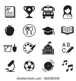 Kindergarten School Education Icons Vector Illustration Symbol Set