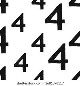 Kindergarten seamless pattern with number four. Numeral background for kids stuff decoration.
