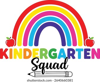 Kindergarten Squad Rainbow Apples Pencil Design red apple 