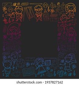 Kindergarten and toys. Little children game. Kids playground. Education, creativity, imagination.