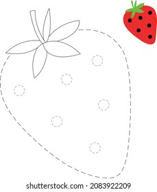 Kindergarten tracing activity, Strawberry tracing worksheet