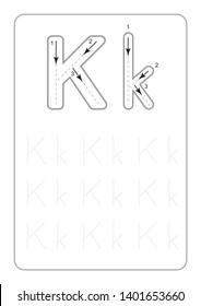 Kindergarten Tracing Letters Worksheets Monochrome Tracing Stock Vector 