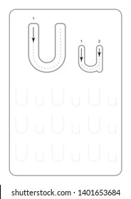 Kindergarten Tracing Letters Worksheets  monochrome Tracing Letters Worksheets  on white background vector illustration
