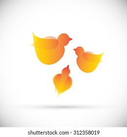 Kindergarten vector logo. Birds, mom and child. isolated on white background. Concept of upbringing and care.