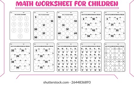 Kindergarten vector math worksheets for children