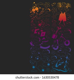 Kindergarten vector pattern with toys. Children play and grow together.