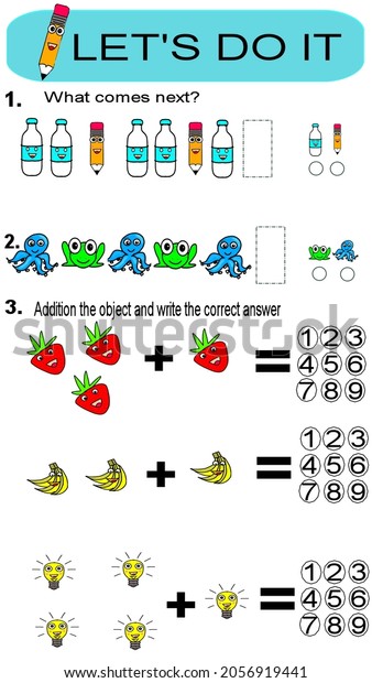 Kindergarten Worksheet Simple Easy Stock Vector (Royalty Free ...