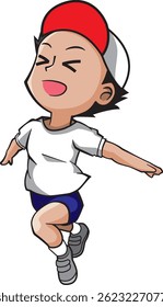 Kindergarten: Escuela primaria "Running Boy" con gorra