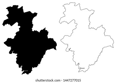 Kindia Region (Subdivisions of Guinea, Guinea-Conakry, French Guinea) map vector illustration, scribble sketch Kindia map