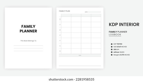 Kindle Direct Publishing KDP interior template Family Planner Design