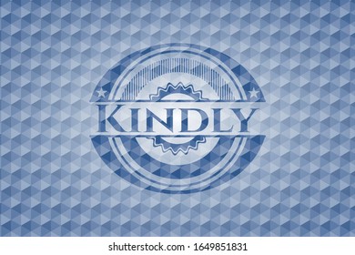 Kindly blue polygonal badge. Vector Illustration. Detailed.