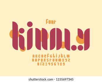Kindly font. Vector alphabet letters and numbers. Typeface design. 

