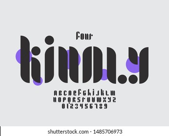 Kindly font. Vector alphabet letters and numbers. Typeface design. Typography Graphic