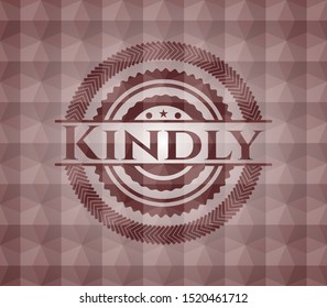 Kindly red seamless badge with geometric pattern.